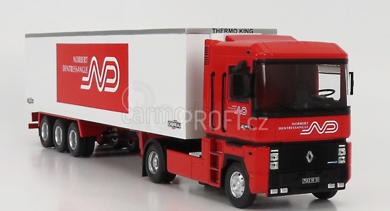 Odeon Renault Magnum Ae420ti Semi-frigo Dentressangle Transports 1992 1:43 Červená Bílá