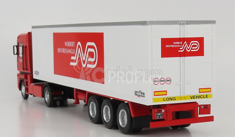 Odeon Renault Magnum Ae420ti Semi-frigo Dentressangle Transports 1992 1:43 Červená Bílá