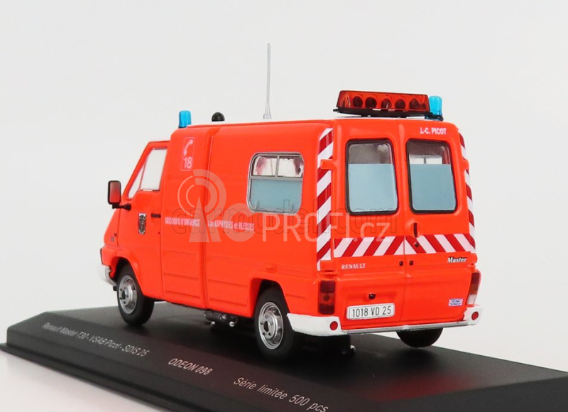 Odeon Renault Master T30 Van Vsab Picot Sdis 25 Sapeurs Pompiers 1981 1:43 Oranžová Fluo Bílá