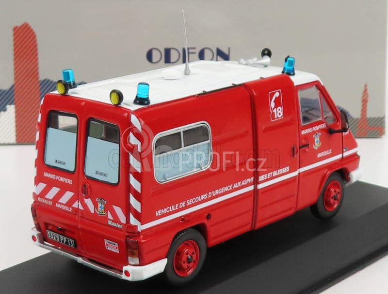 Odeon Renault Master T30 Van Vsab Sanicar Bmpm Ambulance Sapeurs Pompiers 1981 1:43 Červená Bílá