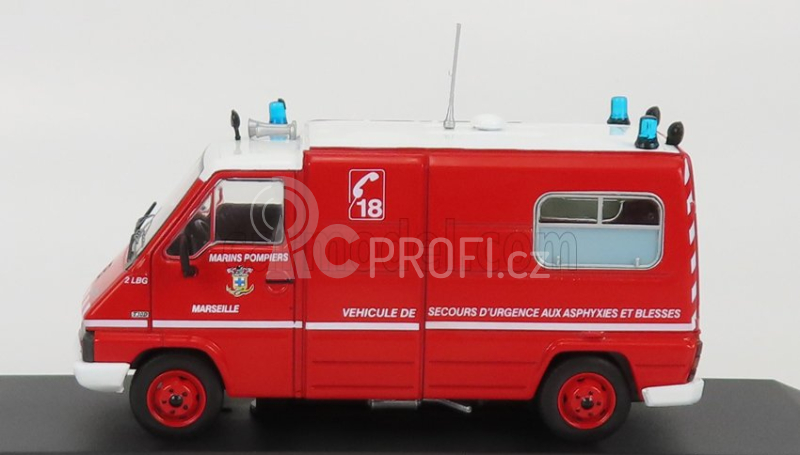 Odeon Renault Master T30 Van Vsab Sanicar Bmpm Ambulance Sapeurs Pompiers 1981 1:43 Červená Bílá