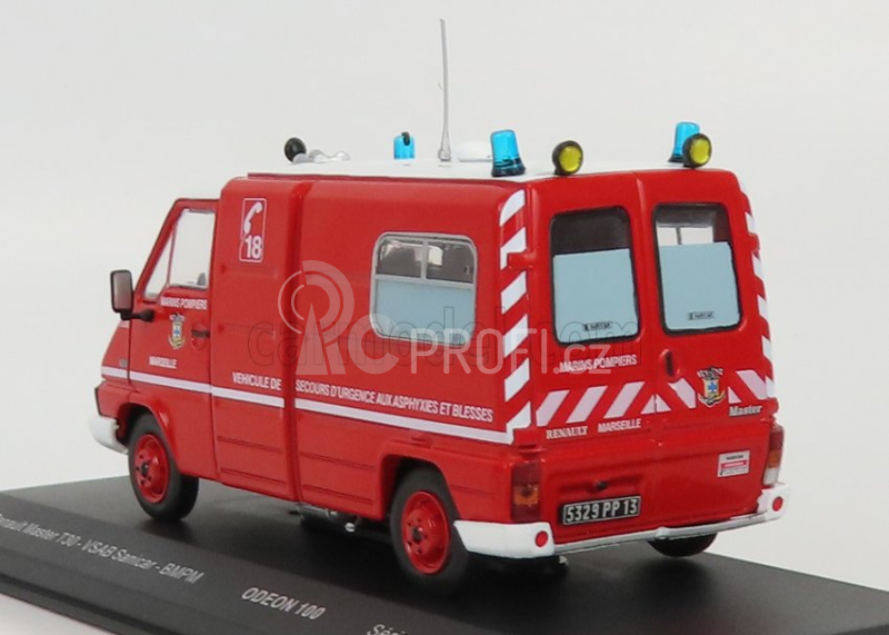 Odeon Renault Master T30 Van Vsab Sanicar Bmpm Ambulance Sapeurs Pompiers 1981 1:43 Červená Bílá