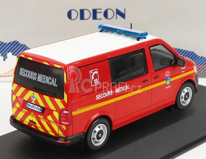 Odeon Volkswagen T6 Minibus Sapeurs Pompiers Sdis 06 Secours Medical 2015 1:43 Červená Bílá