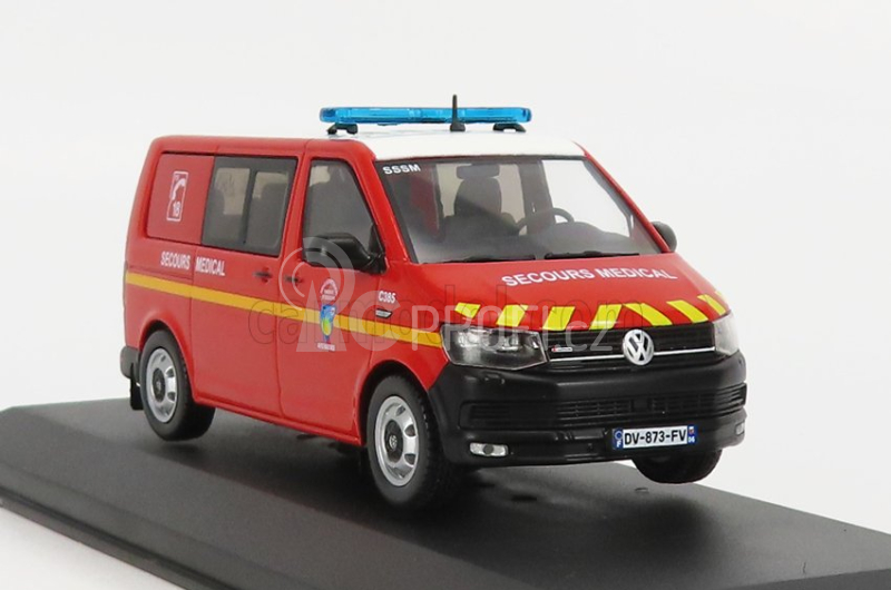 Odeon Volkswagen T6 Minibus Sapeurs Pompiers Sdis 06 Secours Medical 2015 1:43 Červená Bílá