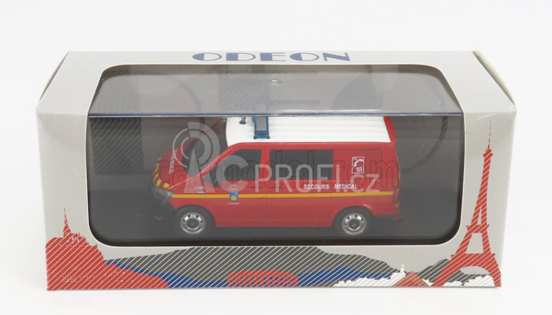 Odeon Volkswagen T6 Minibus Sapeurs Pompiers Sdis 06 Secours Medical 2015 1:43 Červená Bílá