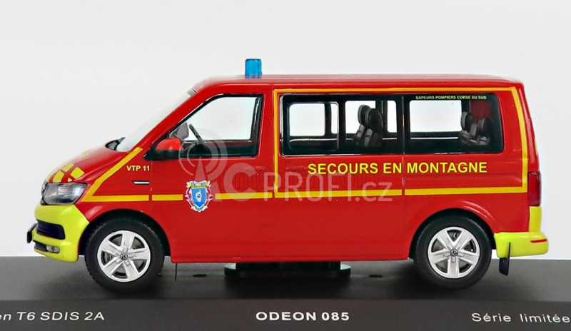Odeon Volkswagen T6 Minibus Sapeurs Pompiers Sdis 2a Secours En Montagne 2015 1:43 Červená Žlutá