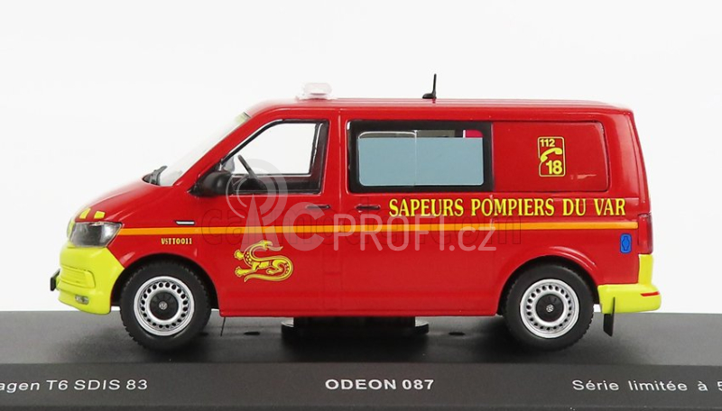 Odeon Volkswagen T6 Minibus Sapeurs Pompiers Sdis 83 2015 1:43 Červená Žlutá