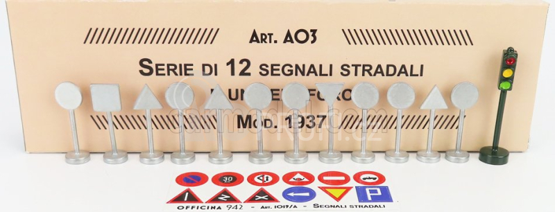 Officina-942 Accessories Segnali Stradali + Semaforo - Traffic Signs And Traffic-lights 1:76 /