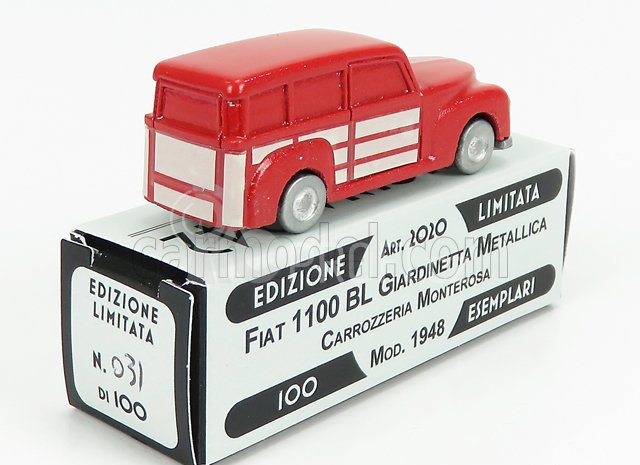 Officina-942 Fiat 1100 Bl Giardinetta Metallica Carrozzeria Monterosa 1958 1:76 Červená Ivory