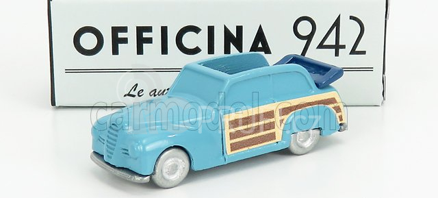 Officina-942 Fiat 1100 E Cabriolet Open Venilia Carrozzeria Savio 1949 1:76 Světle Modré Dřevo