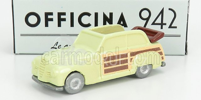 Officina-942 Fiat 1100 E Cabriolet Open Venilia Carrozzeria Savio 1949 1:76 Světle Žluté Dřevo