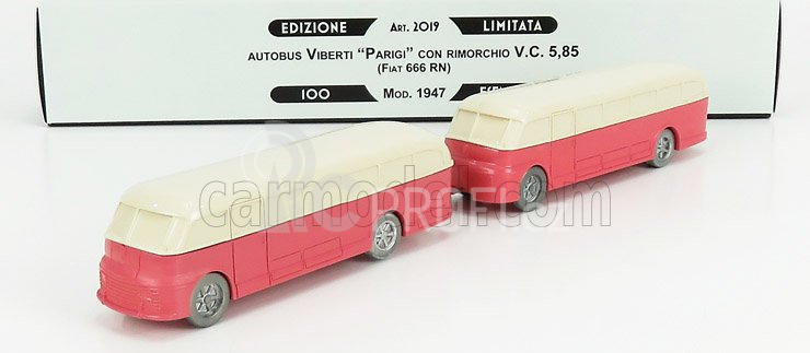 Officina-942 Fiat 666rn Autobus Con Rimorchio Viberti Parigi 1946 1:76 Růžový Krém