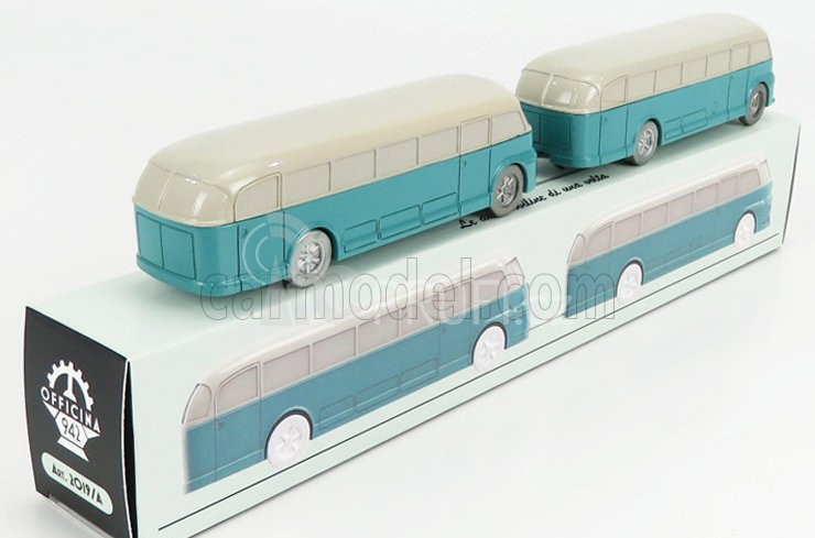 Officina-942 Fiat 666rn Autobus Con Rimorchio Viberti Parigi 1946 1:76 Světle Modrá Šedá