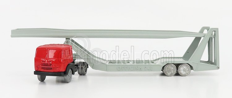 Officina-942 Fiat 682 T2 Truck Bisarca Car Transporter 1955 1:76 Červená Stříbrná