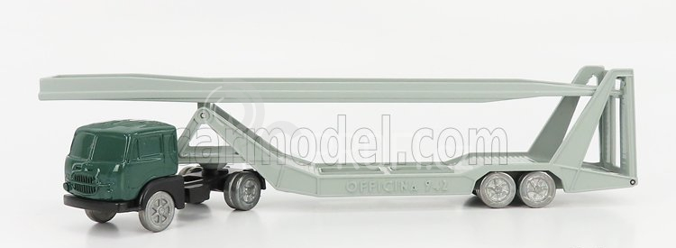 Officina-942 Fiat 682 T2 Truck Bisarca Car Transporter 1955 1:76 Zelené Stříbro