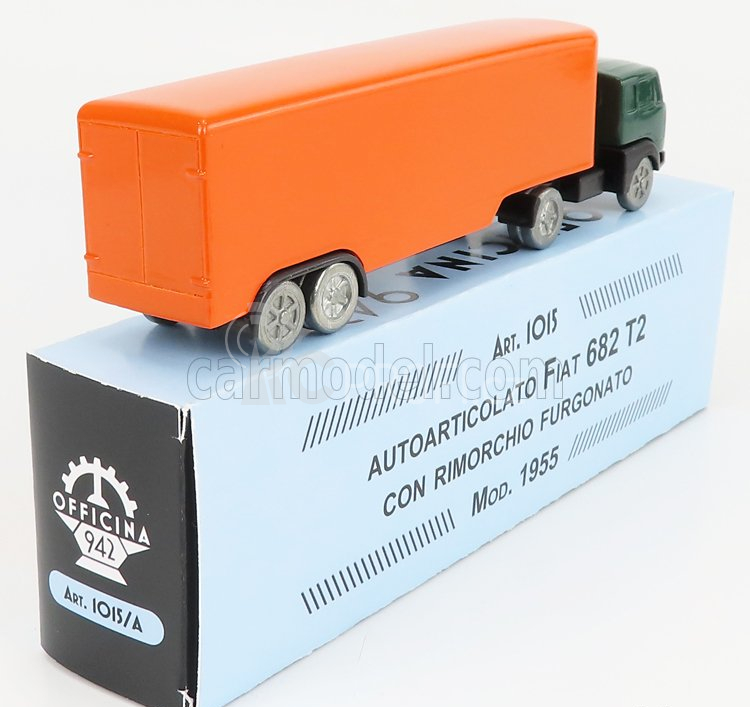 Officina-942 Fiat 682 T2 Truck Semirimorchio Furgonato 1955 1:76 Zelená Oranžová