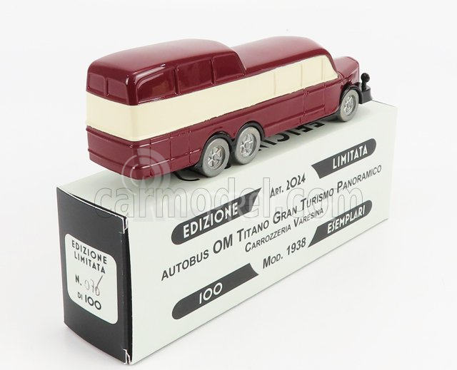 Officina-942 Om fiat Titano Autobus Gran Turismo Panoramico Carrozzeria Varesina 1938 1:76 Červený Krém