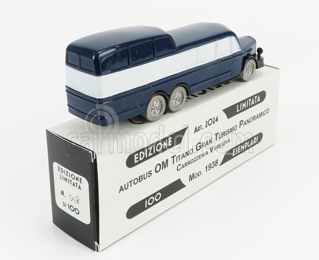 Officina-942 Om fiat Titano Autobus Gran Turismo Panoramico Carrozzeria Varesina 1938 1:76 Modrá Bílá