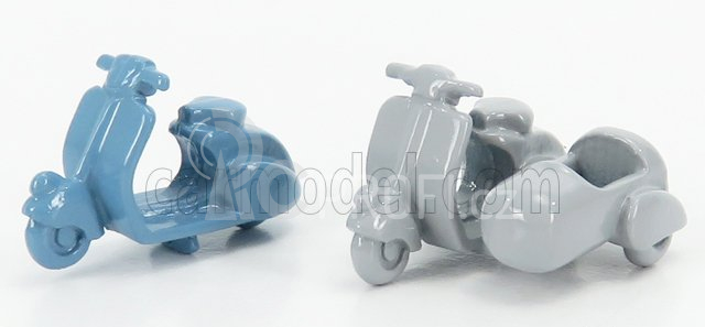 Officina-942 Piaggio Set 2x Vespa 98 + Vespa 98 Sidecar 1946 1:76 Světle Modrá Světle Šedá