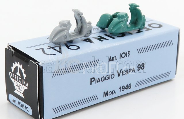 Officina-942 Piaggio Set 2x Vespa 98 + Vespa 98 Sidecar 1946 1:76 Světle Šedozelená