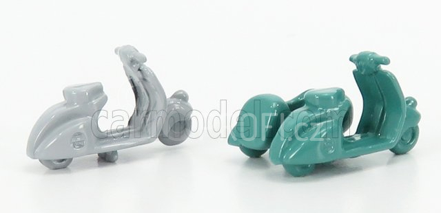 Officina-942 Piaggio Set 2x Vespa 98 + Vespa 98 Sidecar 1946 1:76 Světle Šedozelená