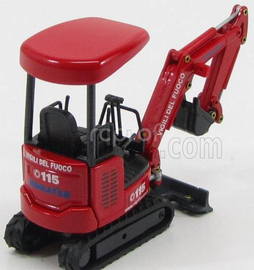 Oldcars Komatsu Pc18 - Ruspa Cingolata Vigili Del Fuoco - Crane Fire Engine 1:32 Červená Černá