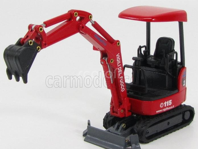 Oldcars Komatsu Pc18 - Ruspa Cingolata Vigili Del Fuoco - Crane Fire Engine 1:32 Červená Černá