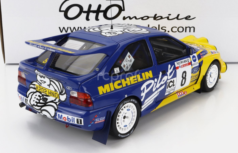 Otto-mobile Ford england Escort Rs Cosworth Michelin N 8 3rd Rally Rac Lombard 1993 M.wilson 1:18 Modrá Žlutá