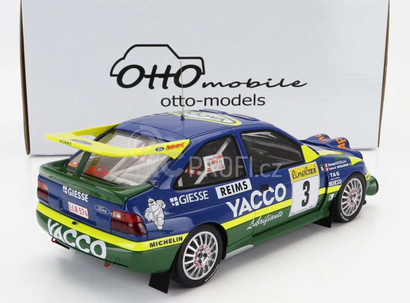 Otto-mobile Ford england Escort Rs Cosworth Team Alliance Yacco (night Version) N 3 Winner Rally Montecarlo 1996 P.bernardini - B.occelli 1:18 Modrá Žlutá