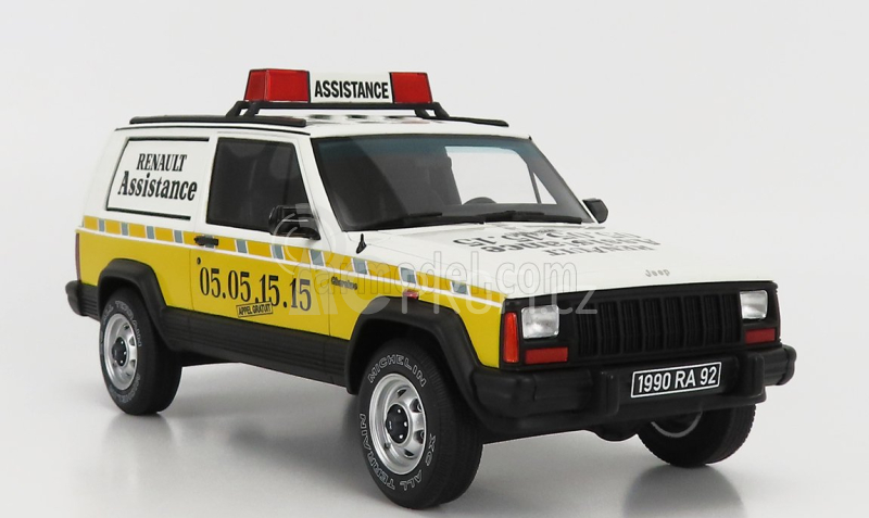 Otto-mobile Jeep Cherokee Reanult Assistance 1995 1:18 Bílá Žlutá
