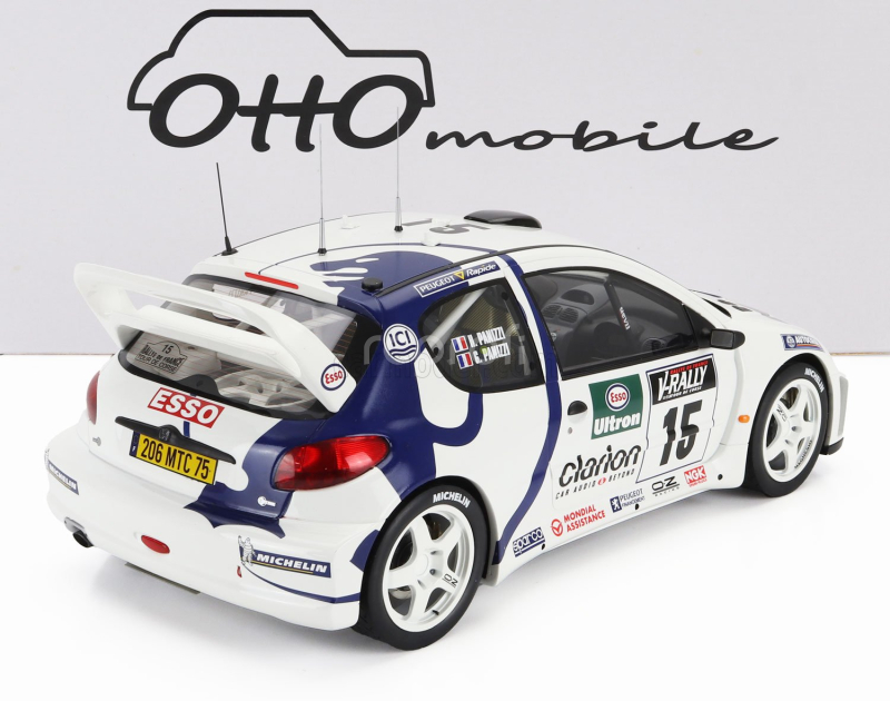 Otto-mobile Peugeot 206 Wrc Team Peugeot Esso N 15 Rally Tour De Corse 1999 Gilles Panizzi - Herve Panizzi 1:12 Bílá Modrá