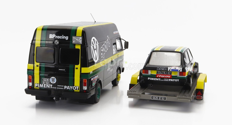 Otto-mobile Volkswagen Rally Set - Volkswagen Lt35 Van + Trailer + Golf Gti Mki Gr.2 Team Bp Racing Volkswagen Sport N 10 Rally Tour De France Automobile 1981 J.panciatici - P.thinnes 1:18 Černá Žlutá Zelená