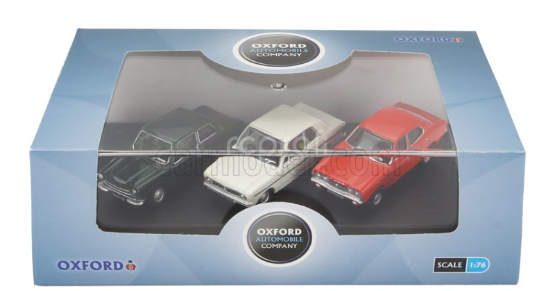 Oxford-models Ford england Set 3x Cortina Mki 1962 - Mkii 1967 - Mkiii 1973 1:76 Zelená Bílá Oranžová