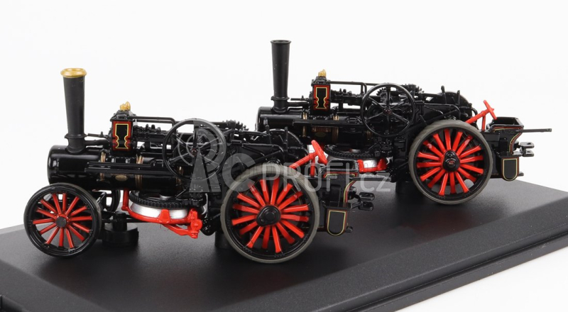 Oxford-models Fowler Set 2x Bb1 Tiger Tractor Ploughing Engine 1864 1:76 Černá Červená