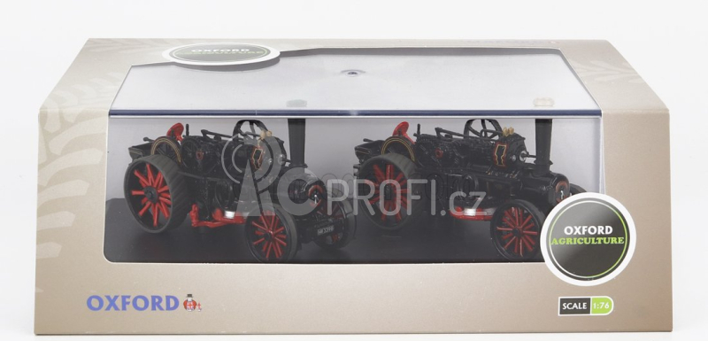 Oxford-models Fowler Set 2x Bb1 Tiger Tractor Ploughing Engine 1864 1:76 Černá Červená