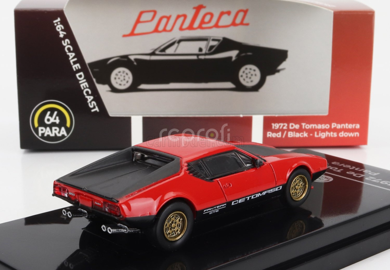 Paragon-models De tomaso Pantera Lhd 1972 - Light Down 1:64 Červená Černá