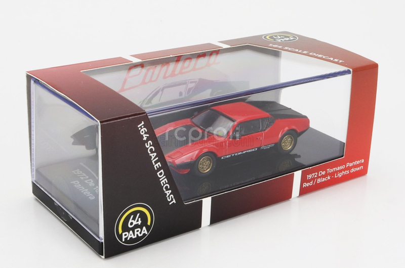 Paragon-models De tomaso Pantera Lhd 1972 - Light Down 1:64 Červená Černá