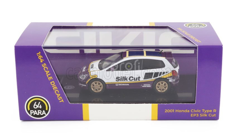 Paragon-models Honda Civic Type R Ep3 Silk Cut Racing 2001 1:64 Bílá Fialová