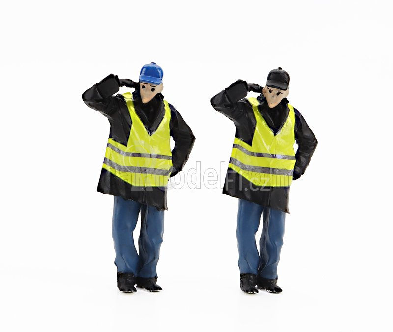 Perfex Figures Set 6x Police Gendarmes & Manifestants Gilets Jaunes Yellow Paris 1:43 Černá Modrá Žlutá