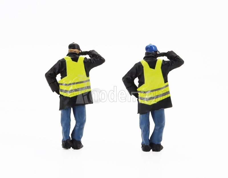 Perfex Figures Set 6x Police Gendarmes & Manifestants Gilets Jaunes Yellow Paris 1:43 Černá Modrá Žlutá