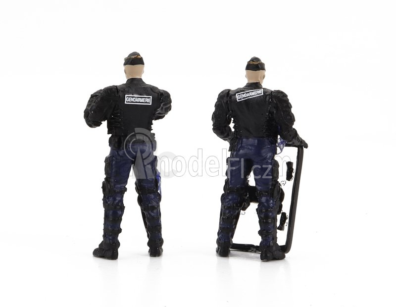 Perfex Figures Set 6x Police Gendarmes & Manifestants Gilets Jaunes Yellow Paris 1:43 Černá Modrá Žlutá