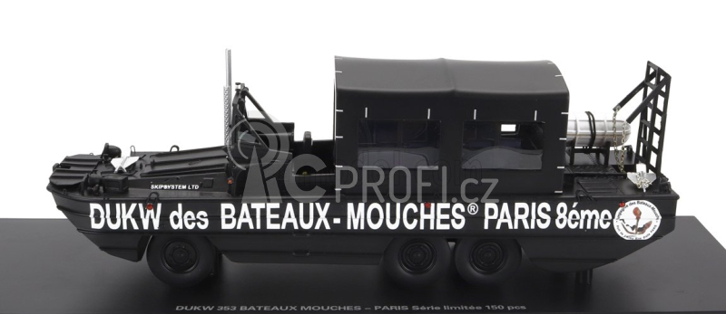Perfex GMC Dukw Cckw 353 Truck Boat Bateaux Mouches Paris Anfibio Gommato 3-assi 1965 1:43 Black