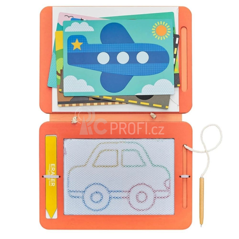 Petit Collage Magnetická kreslící tabulka Na cestách - poškozený kovový obal hračky