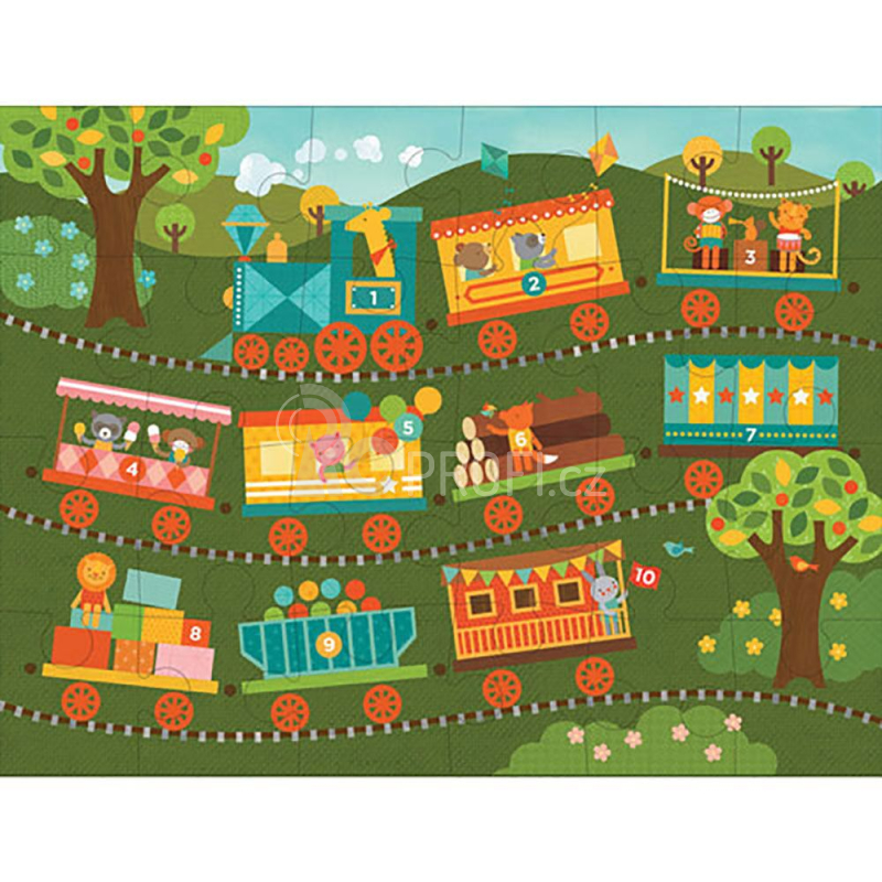 Petit Collage Podlahové puzzle počítání s vláčkem