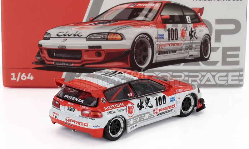 Pop-race-limited Honda Civic Eg67 V1.5 Pandem Idemitsu Motion Infinite N 100 Racing 1993 1:64 Bílá Červená