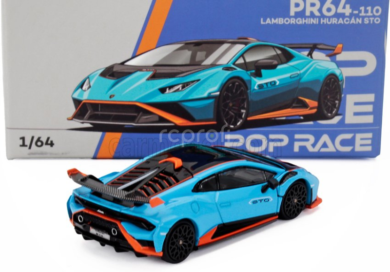 Pop-race-limited Lamborghini Huracan Sto Lp640-2 2021 1:64 Světle Modrá Oranžová