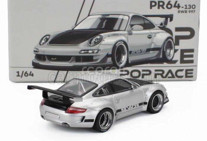 Pop-race-limited Porsche 911 997 Rwb Coupe 2007 1:64 Stříbrná Černá