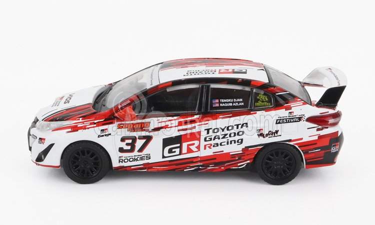Pop-race-limited Toyota Vios Gr Team Toyota Gazzo Racing N 37 1000km Sepang 2022 Tengku Djan 1:64 Červená Bílá