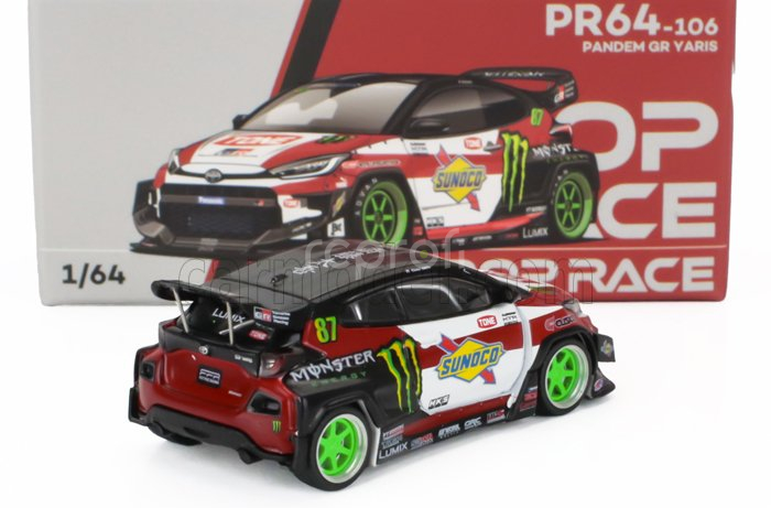 Pop-race-limited Toyota Yaris Gr Pandem 2022 1:64 Bílá Černá Červená Zelená