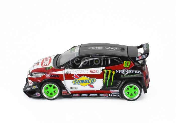 Pop-race-limited Toyota Yaris Gr Pandem 2022 1:64 Bílá Černá Červená Zelená